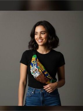 Handmade Ankara Fanny Pack, African Wax Print Crossbody Belt Bag